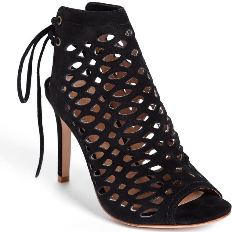 Joie Black Suede Clayton Cutout Peep Toe Bootie